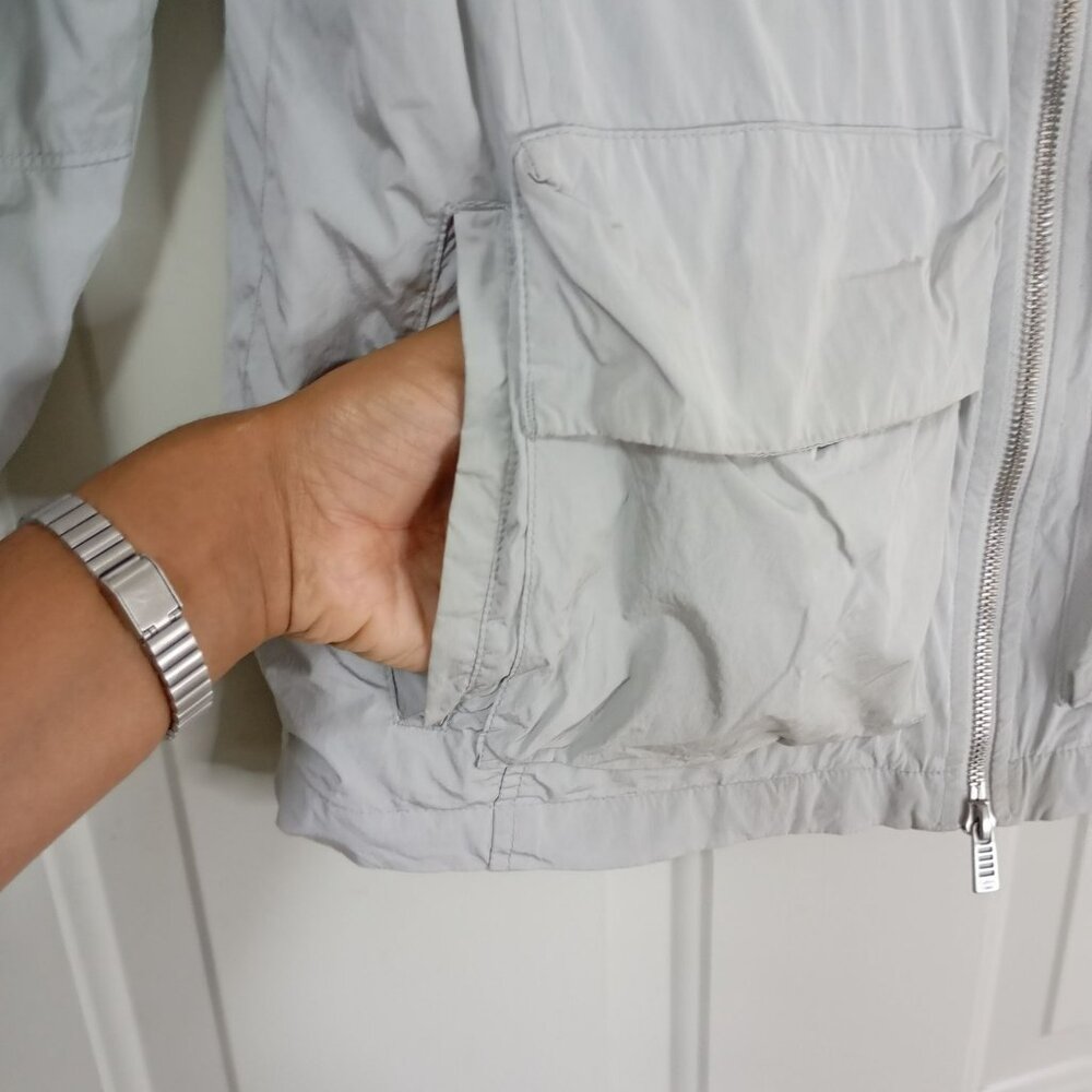 Calvin Klein Mens Light Gray Utility Jacket Multiple Pockets & Zipper Front Size - Picture 7 of 14